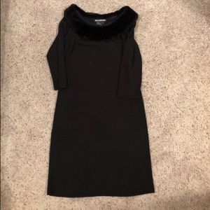 Nina Leonard faux fur trimmed dress